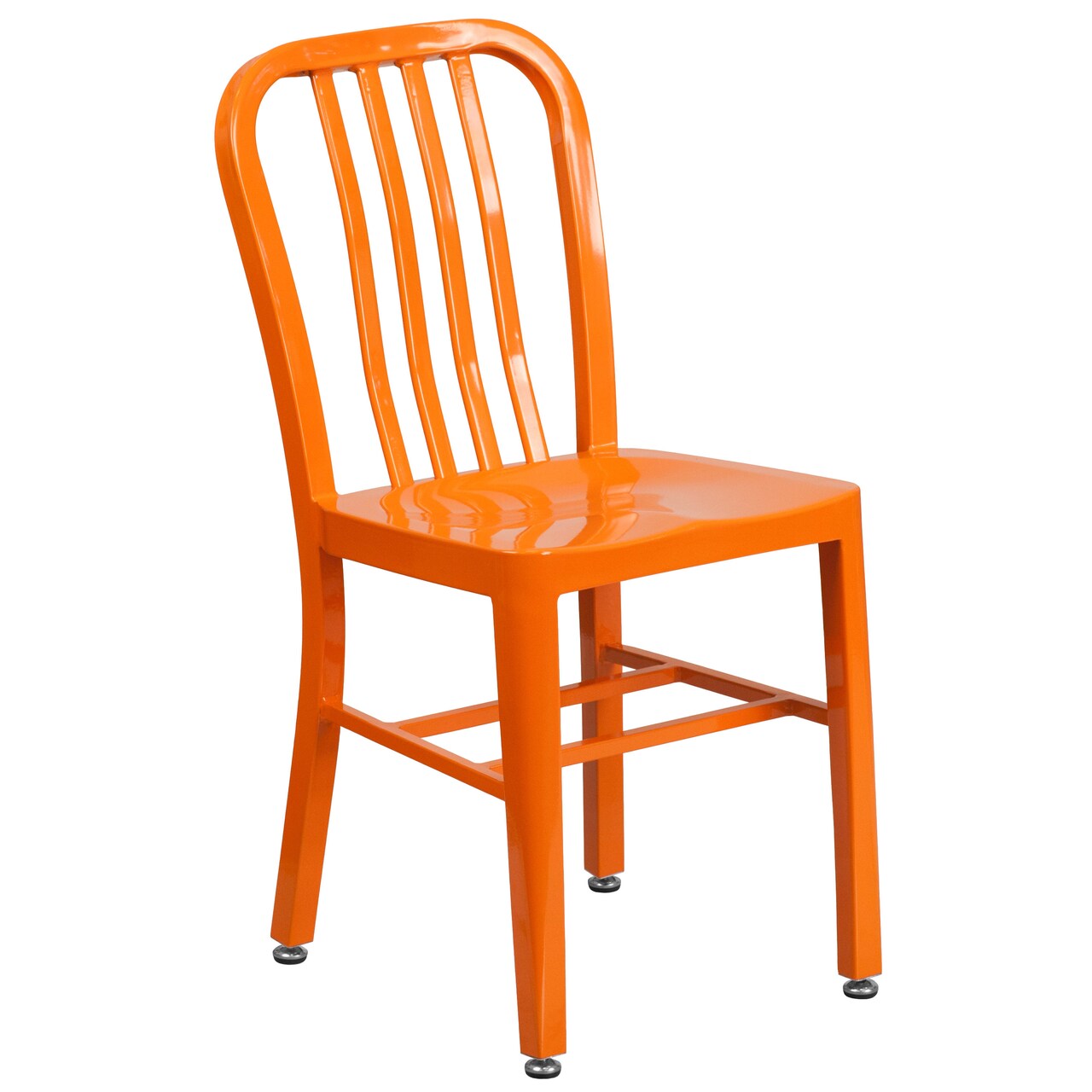 Merrick Lane Santorini 18 Inch Galvanized Steel Indoor/Outdoor Dining Chair with Slatted Back And Powder Coated Finish